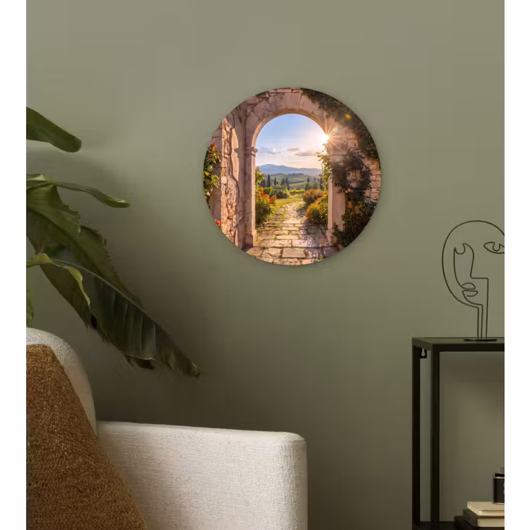 Glasbild Rund - Weg – Garten – Sonnig — 3