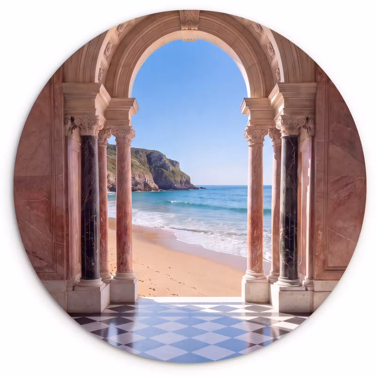 Glasbild Rund - Bogen – Strand – Meer — 1