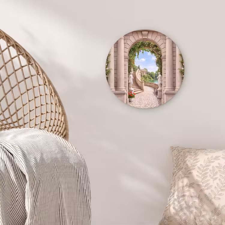 Glasbild Rund - Architektur – Garten – Klassisch — 5