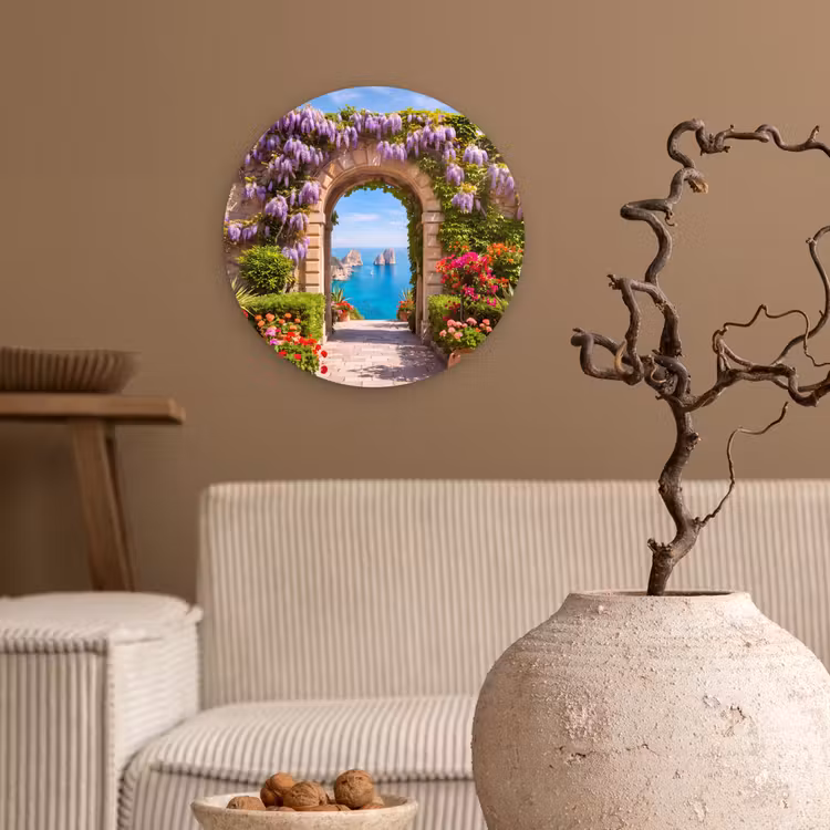 Glasbild Rund - Blumen – Garten – Landschaft — 2