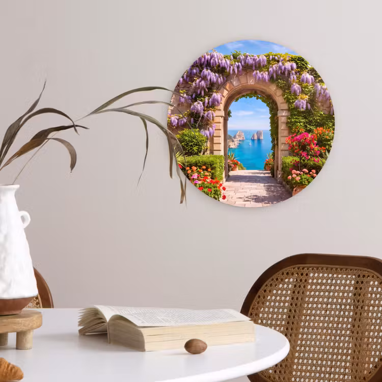 Glasbild Rund - Blumen – Garten – Landschaft — 4