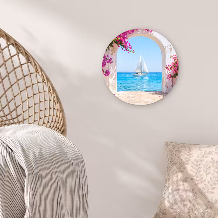 Glasbild Rund - Blumen – Meer – Sommer — 5
