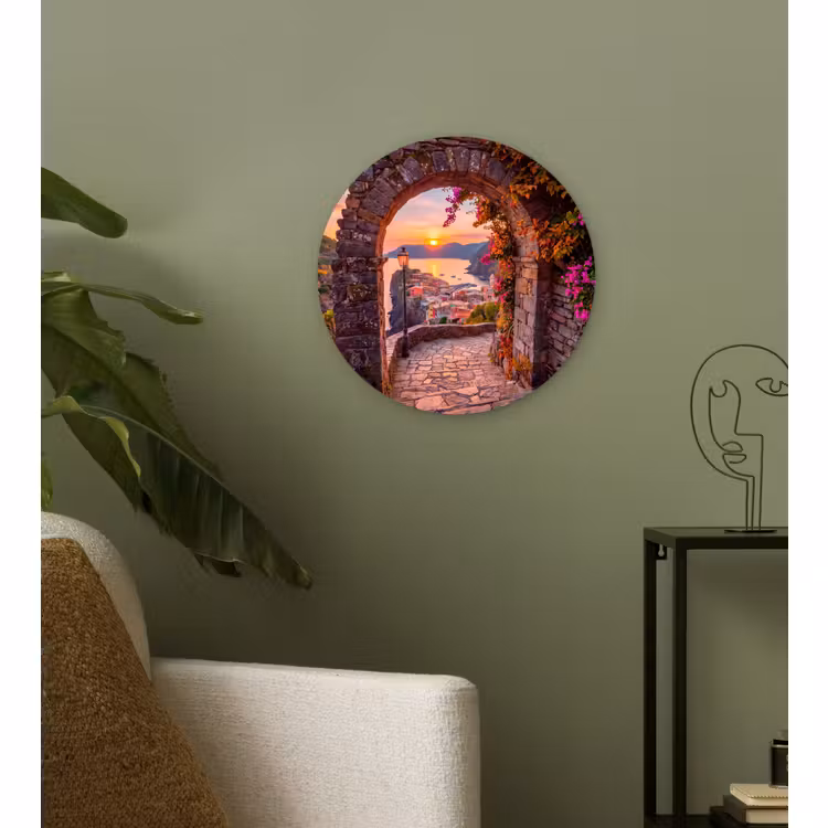 Glasbild Rund - Bogen – Küste – Sonnenuntergang — 3
