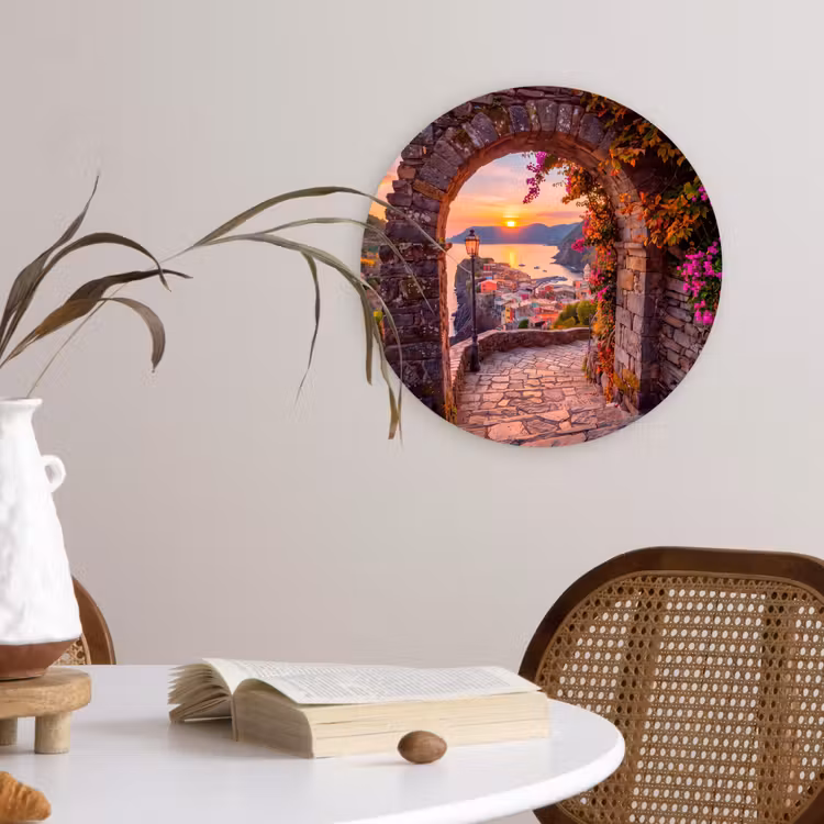 Glasbild Rund - Bogen – Küste – Sonnenuntergang — 4