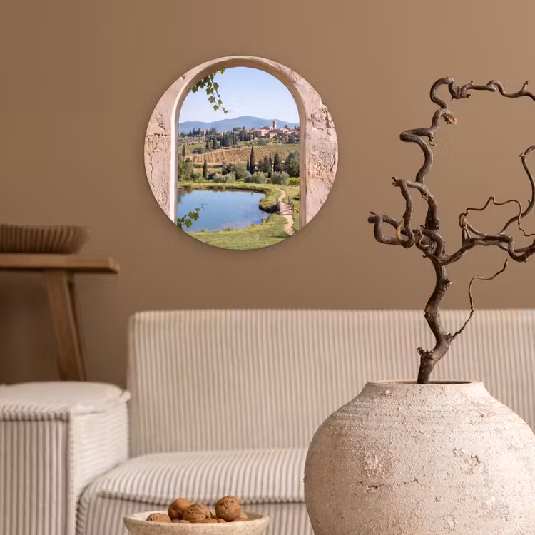 Glasbild Rund - Dorf – Landschaft – Natur — 2