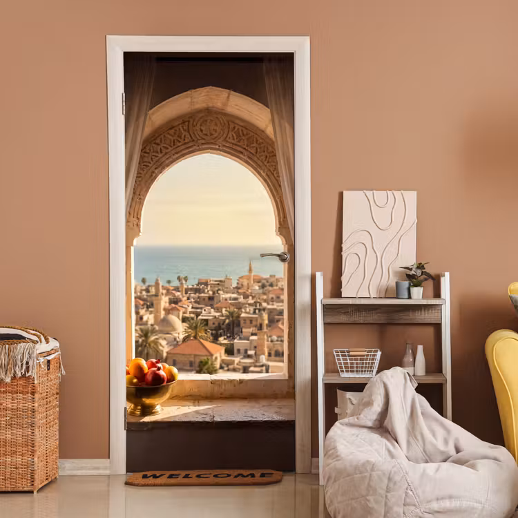 Türtapete - Fenster – Stadt – Meer — 2