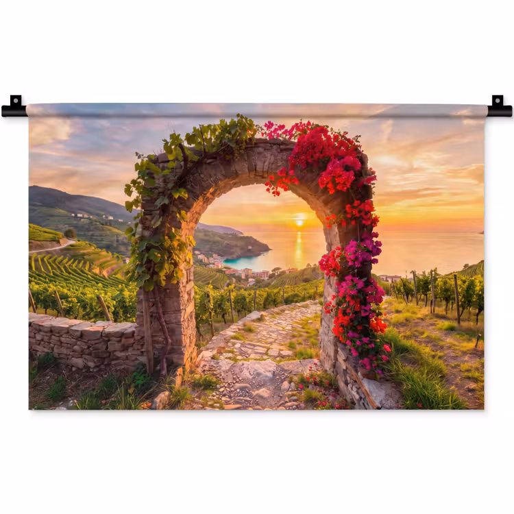 Wandteppich - Bogen – Sonnenuntergang – Küste — 1
