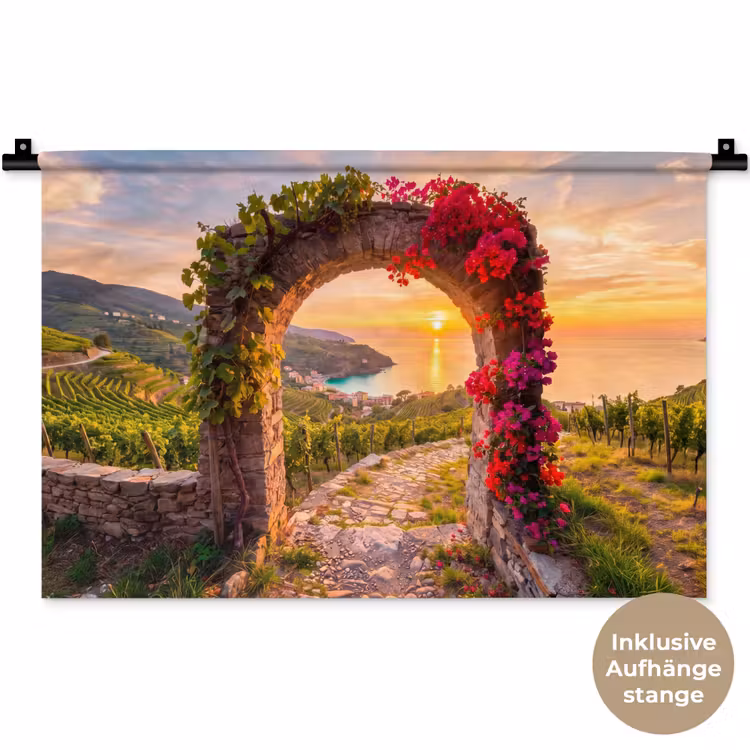 Wandteppich - Bogen – Sonnenuntergang – Küste — 9