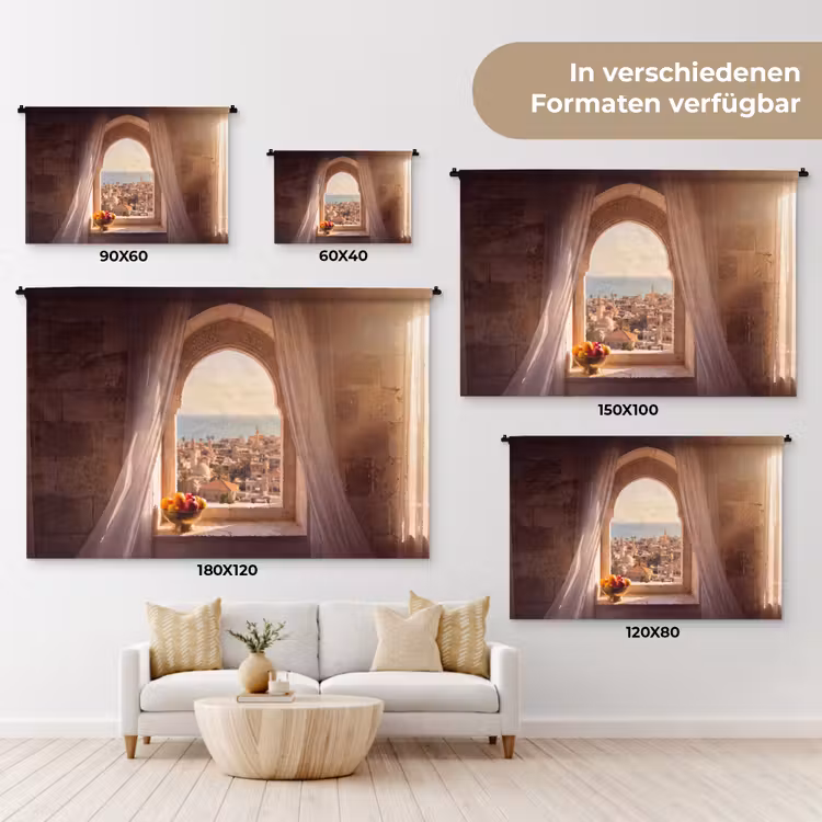 Wandteppich - Fenster – Stadt – Meer — 8