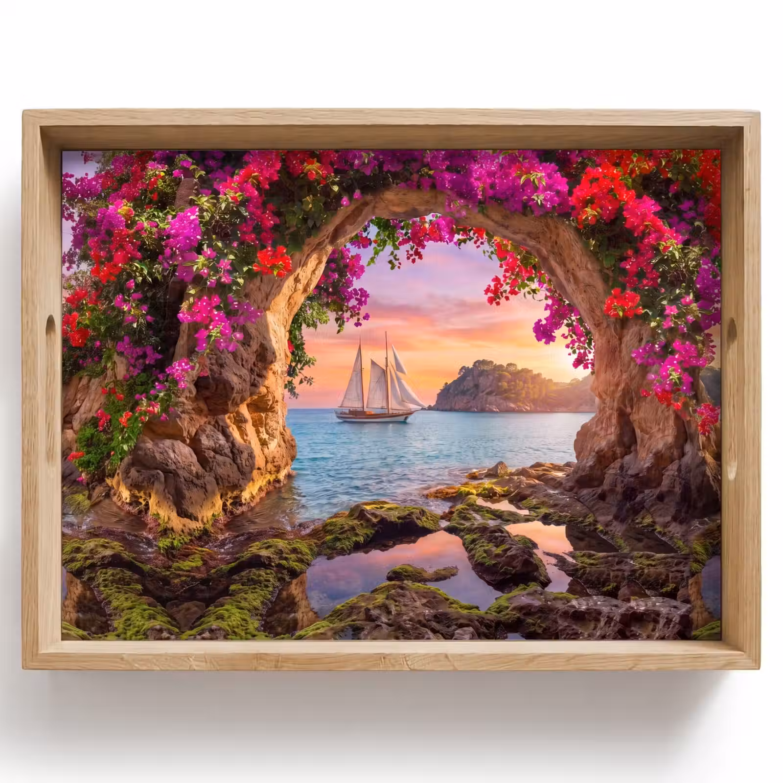 Tablett - Segelboot – Küste – Natur — 1