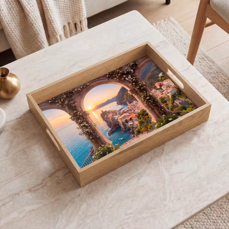 Tablett - Dorf – Meer – Sonnenuntergang — 2