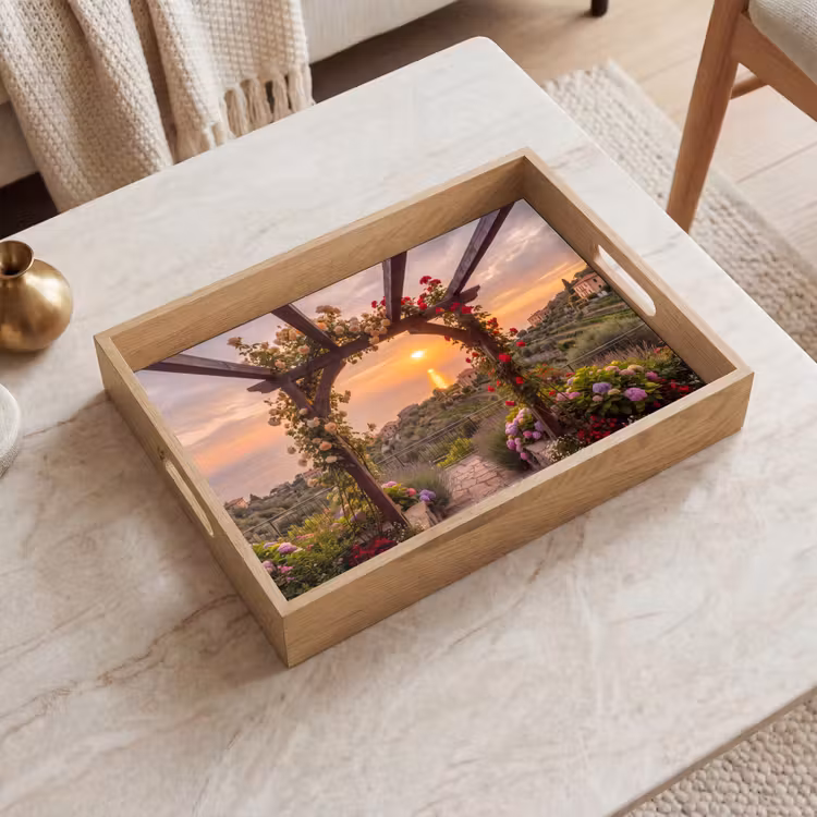 Tablett - Pergola – Meer – Sonnenuntergang — 2
