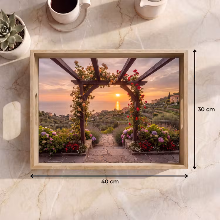 Tablett - Pergola – Meer – Sonnenuntergang — 9