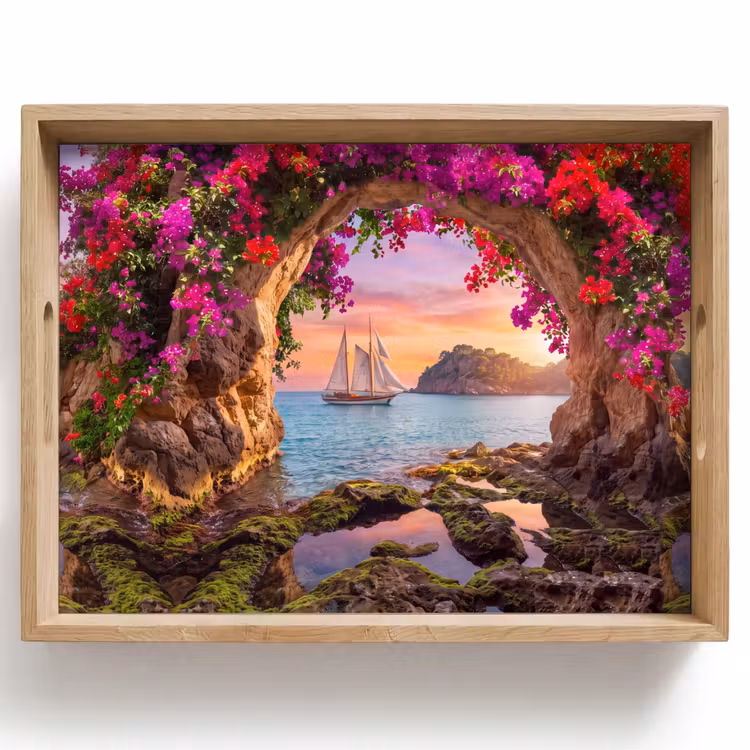 Tablett - Segelboot – Küste – Natur — 1