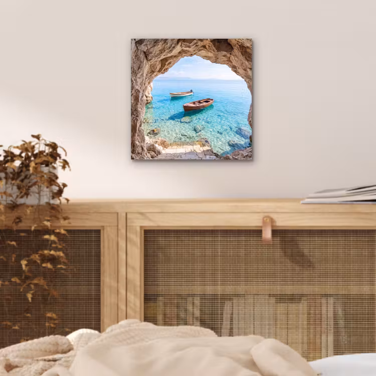 Alu-Dibond-Bild - Höhle – Meer – Boote — 4