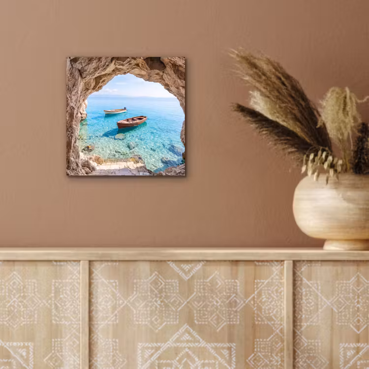 Alu-Dibond-Bild - Höhle – Meer – Boote — 5