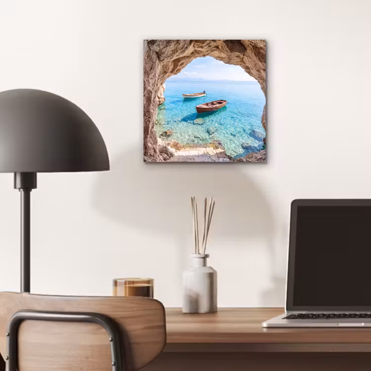 Alu-Dibond-Bild - Höhle – Meer – Boote — 6