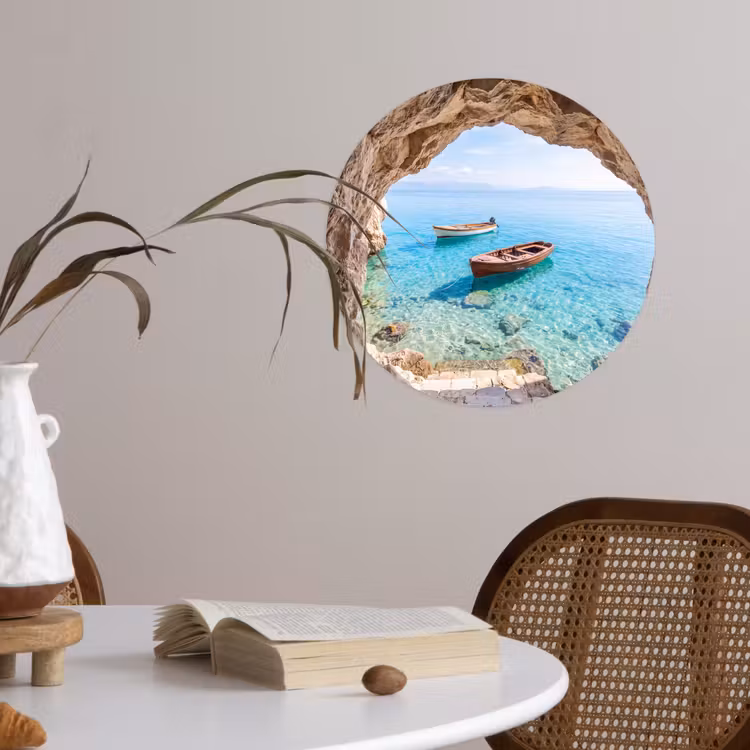 Runde Tapete - Höhle – Meer – Boote — 4
