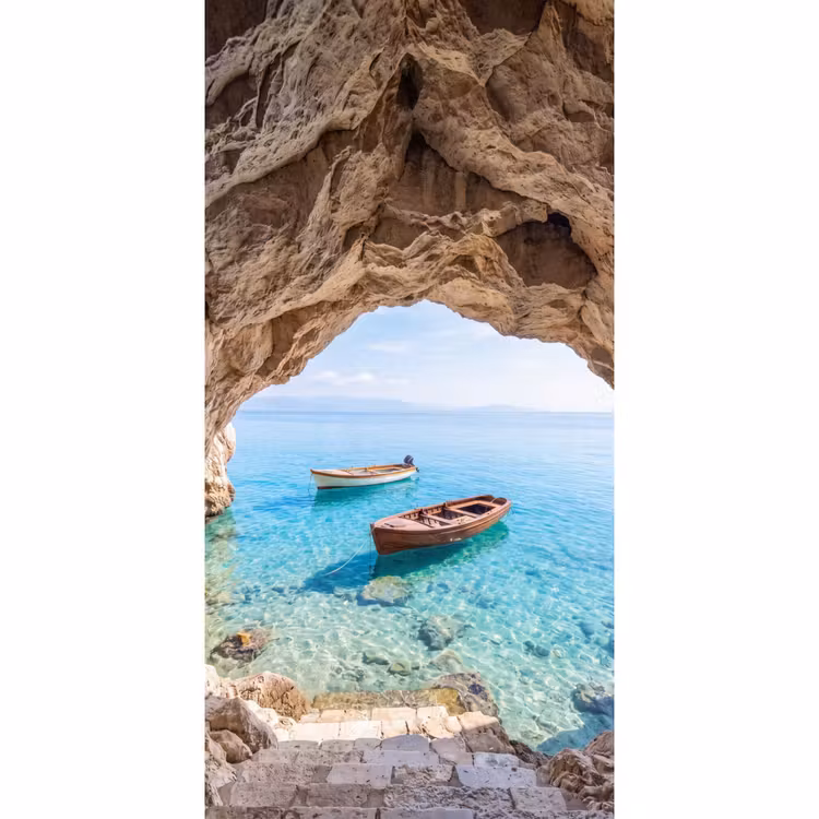 Tapete - Höhle – Meer – Boote — 2