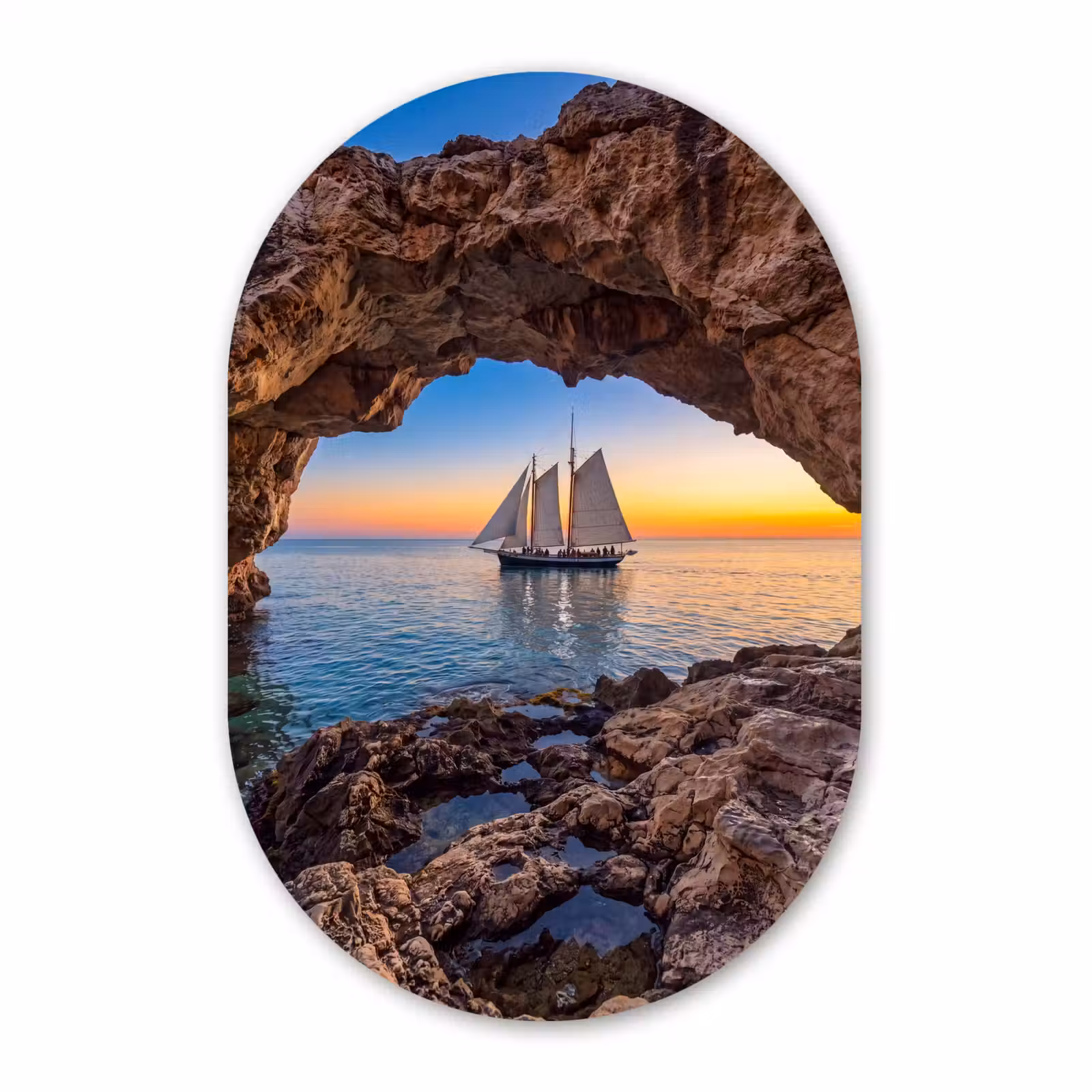 Forexbild Oval - Segelboot – Sonnenuntergang – Meer — 1