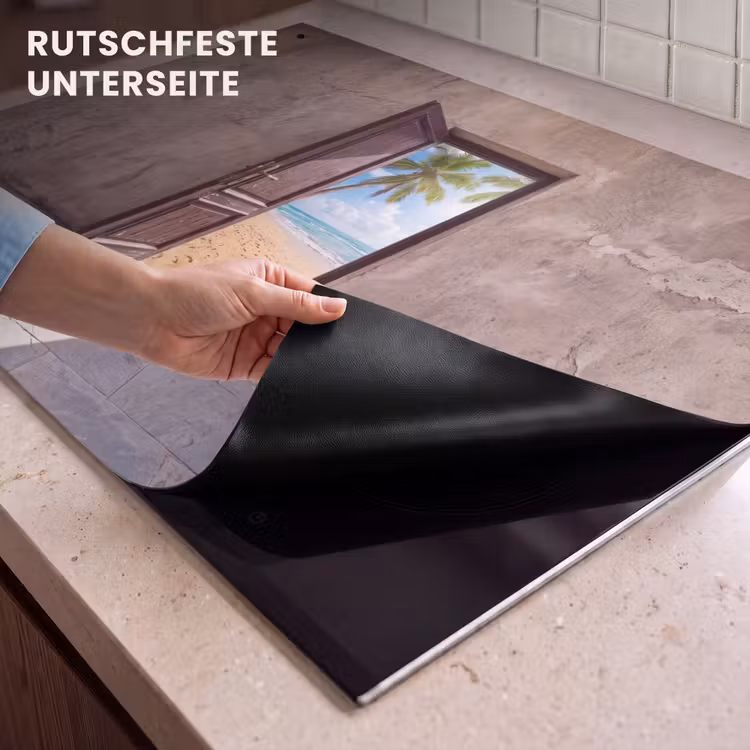 2-in-1 Herdabdeckplatte & Spritzschutz - Tür – Meer – Sommer — 4