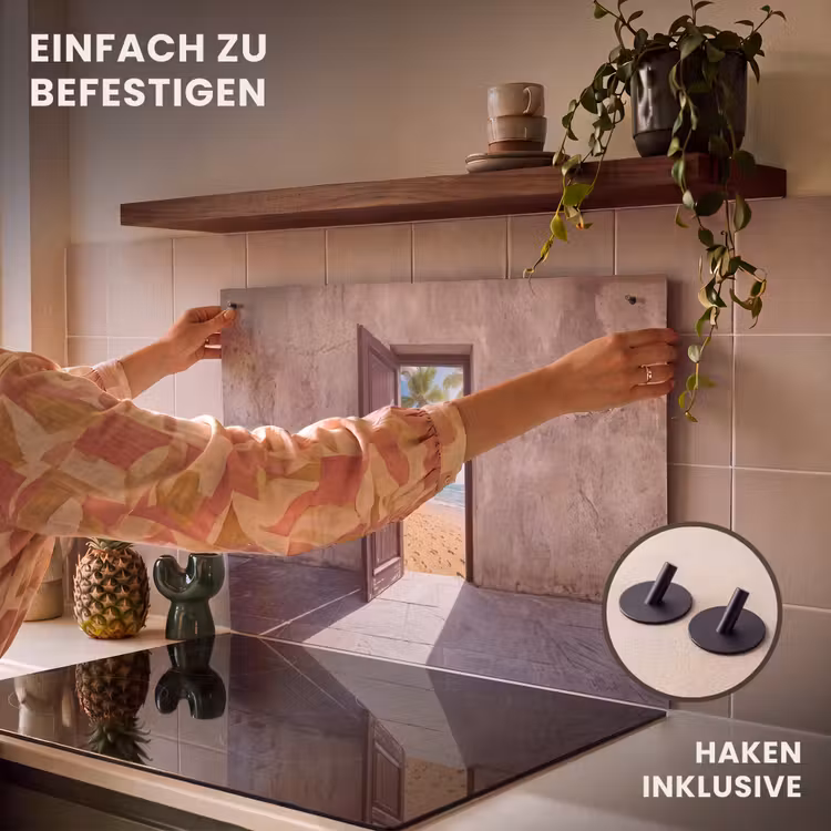 2-in-1 Herdabdeckplatte & Spritzschutz - Tür – Meer – Sommer — 7