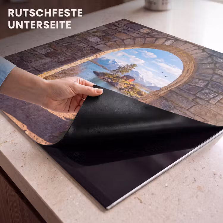 Herdabdeckplatte - Haus – See – Berge — 9