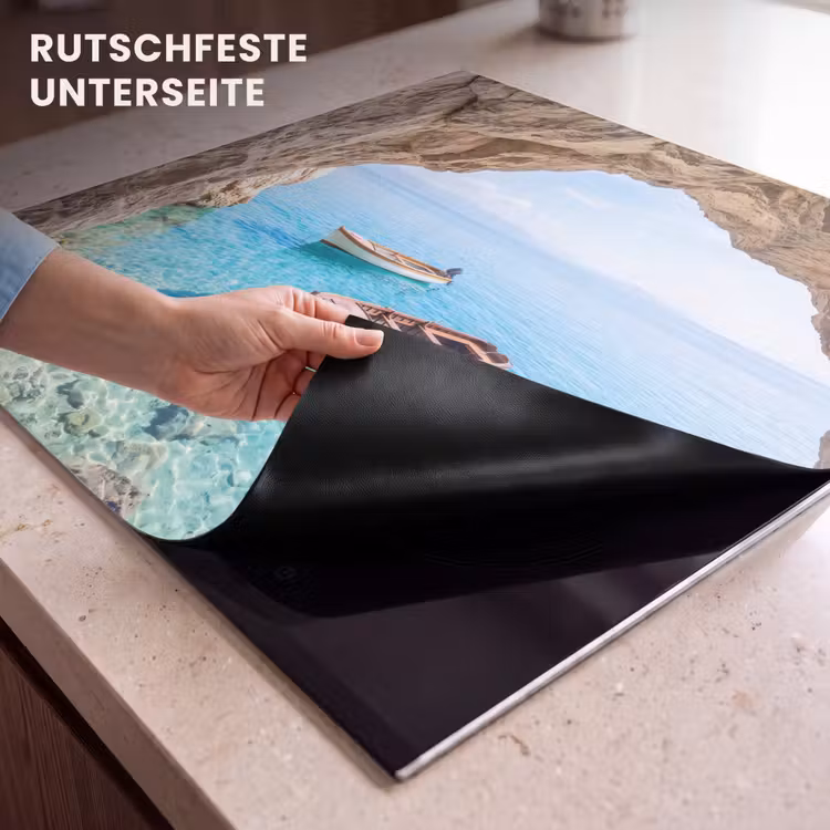 Herdabdeckplatte - Höhle – Meer – Boote — 9