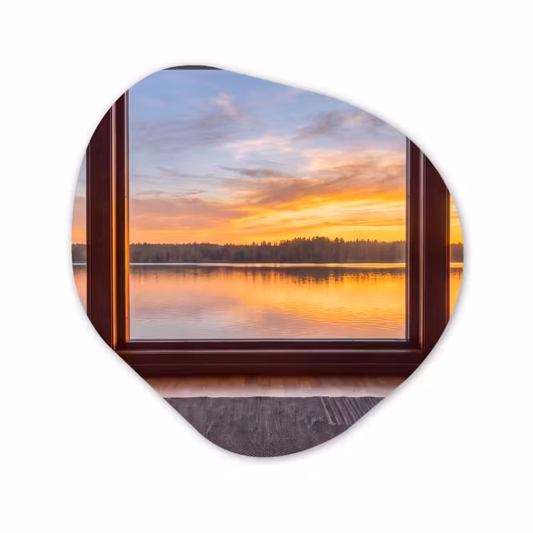 Alu-Dibond-Bild Organische Form - Fenster – See – Natur — 1