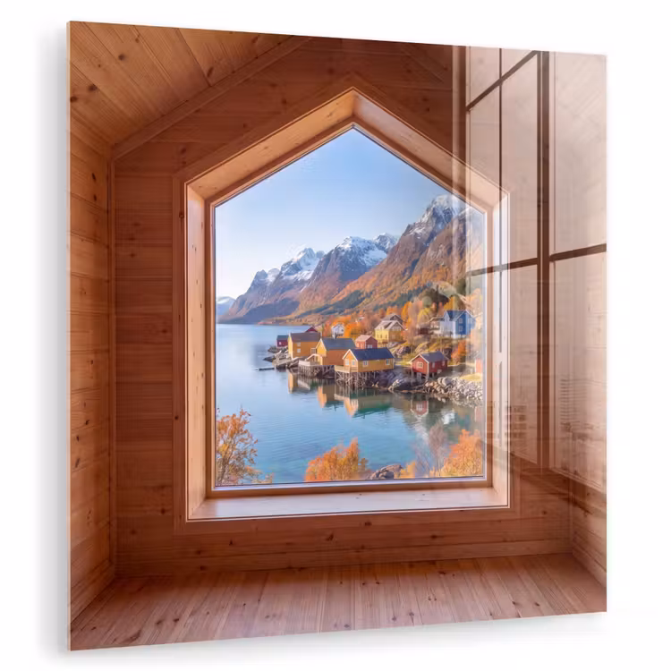 Glasbild - Aussicht – Fjord – Herbst — 1