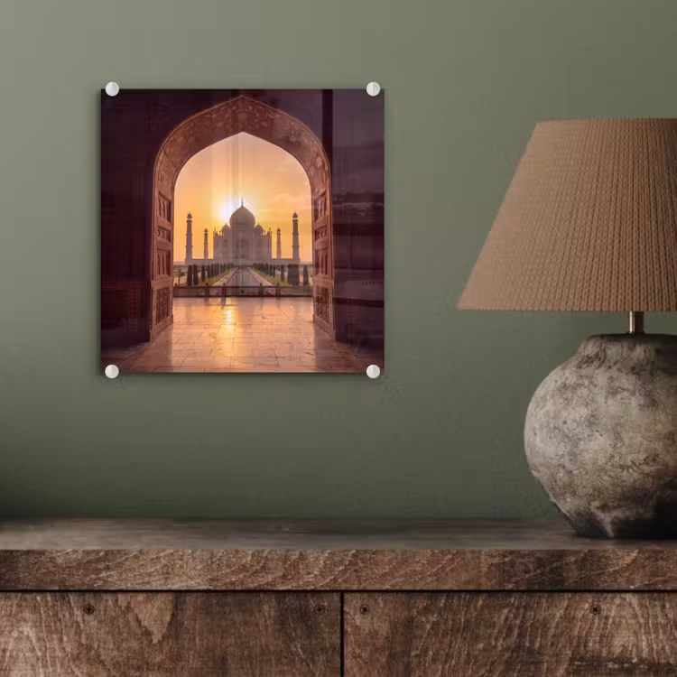 Glasbild - Denkmal – Sonnenuntergang – Gold — 4