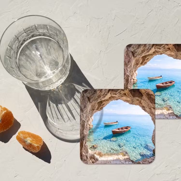Untersetzer​ - Höhle – Meer – Boote — 2