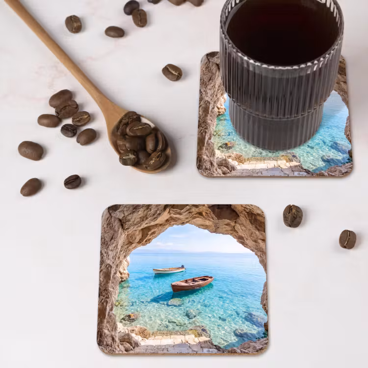 Untersetzer​ - Höhle – Meer – Boote — 4