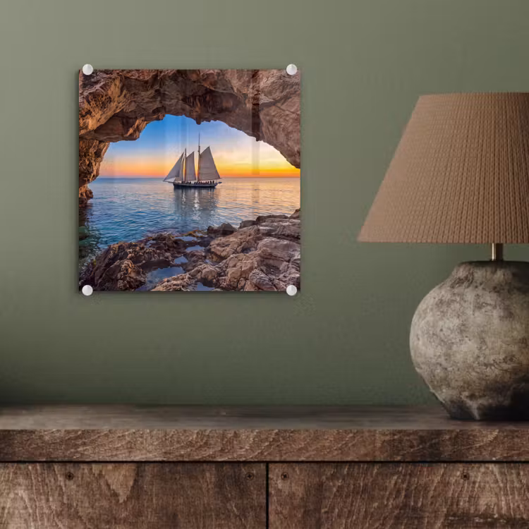 Glasbild - Segelboot – Sonnenuntergang – Meer — 4