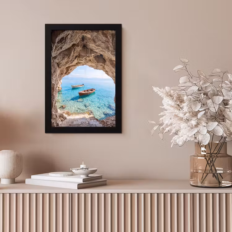 Bilder mit Rahmen - Höhle – Meer – Boote — 4