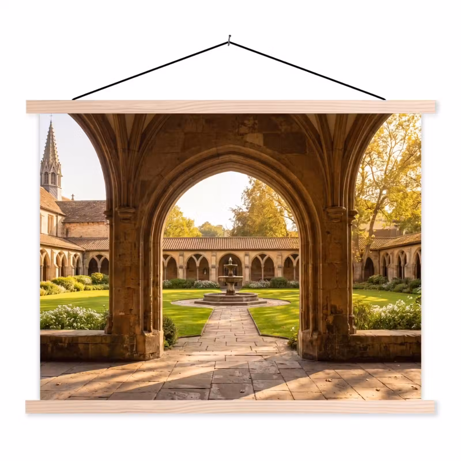 Stoffbild - Architektur – Garten – Springbrunnen — 1
