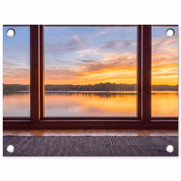 Gartenposter - Fenster – See – Natur — 1