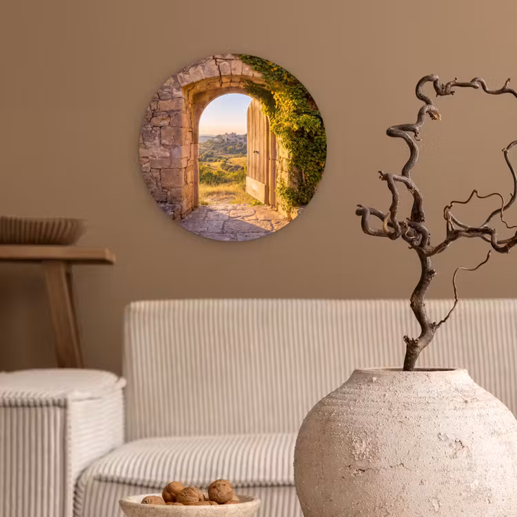 Glasbild Rund - Architektur – Landschaft – Sonnenlicht — 2