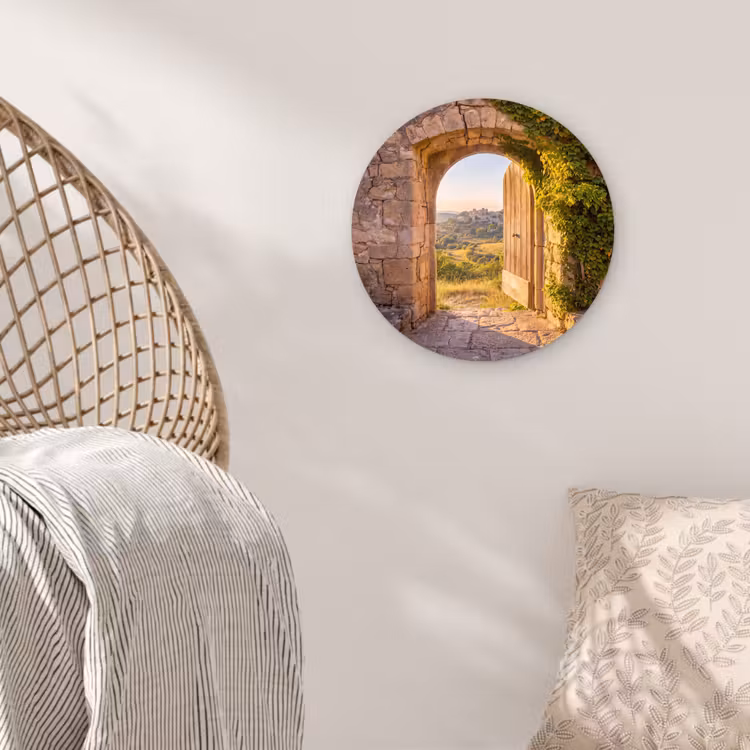 Glasbild Rund - Architektur – Landschaft – Sonnenlicht — 5
