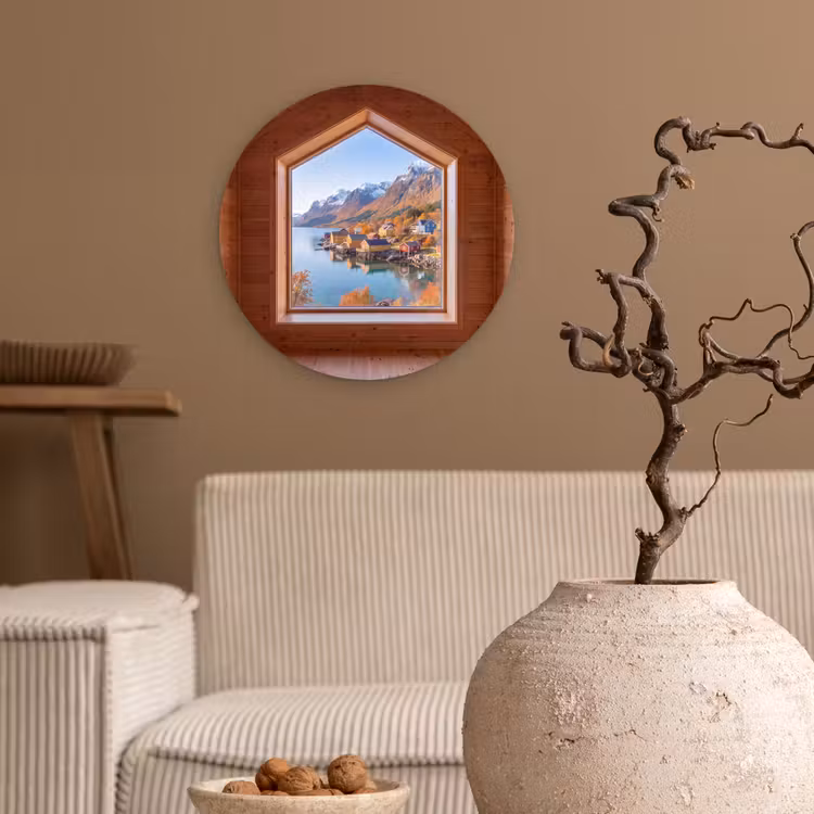 Glasbild Rund - Aussicht – Fjord – Herbst — 2
