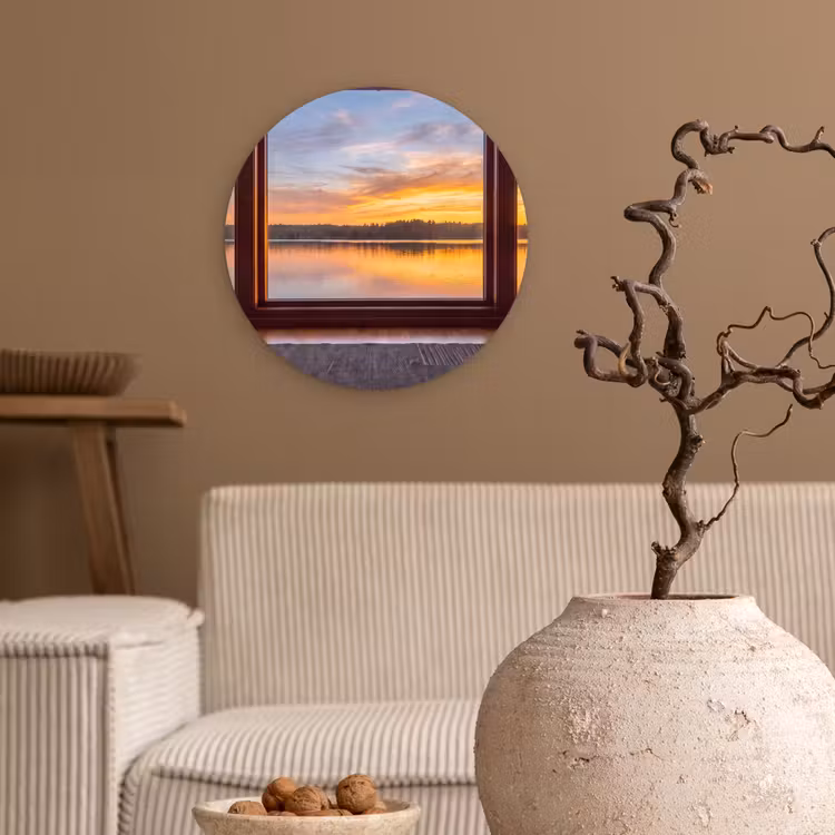 Glasbild Rund - Fenster – See – Natur — 2