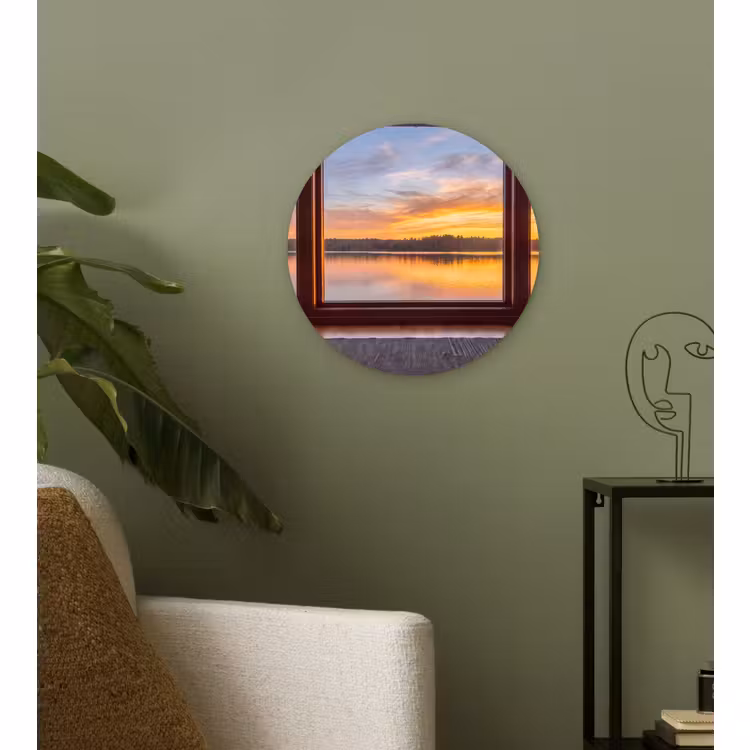 Glasbild Rund - Fenster – See – Natur — 3