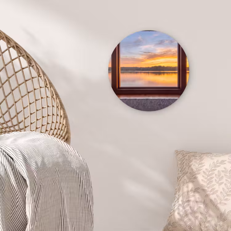 Glasbild Rund - Fenster – See – Natur — 5