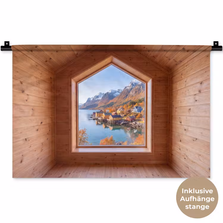 Wandteppich - Aussicht – Fjord – Herbst — 9