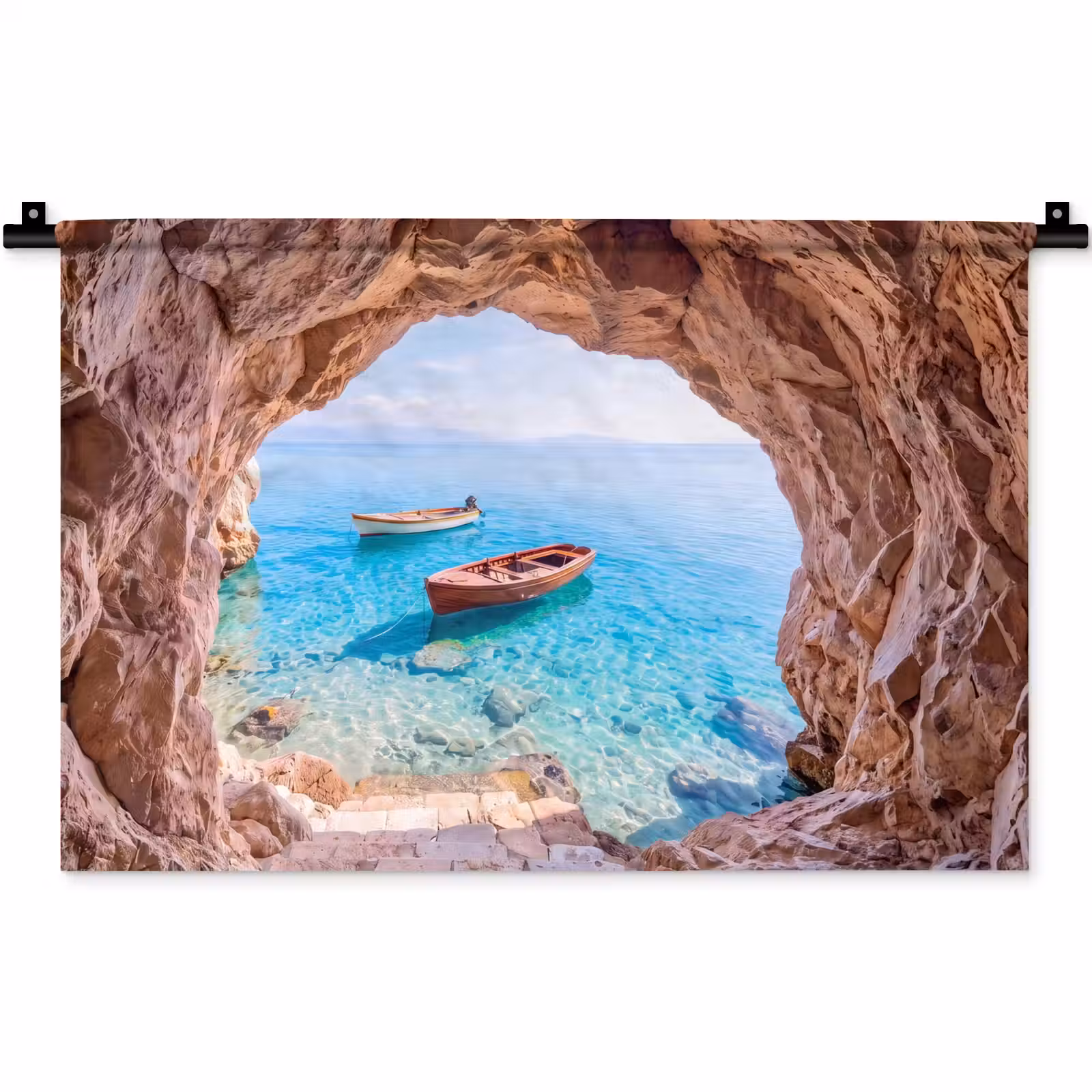 Wandteppich - Höhle – Meer – Boote — 1
