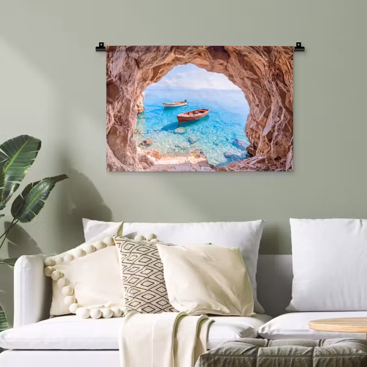 Wandteppich - Höhle – Meer – Boote — 4