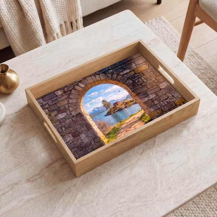 Tablett - Haus – See – Berge — 2
