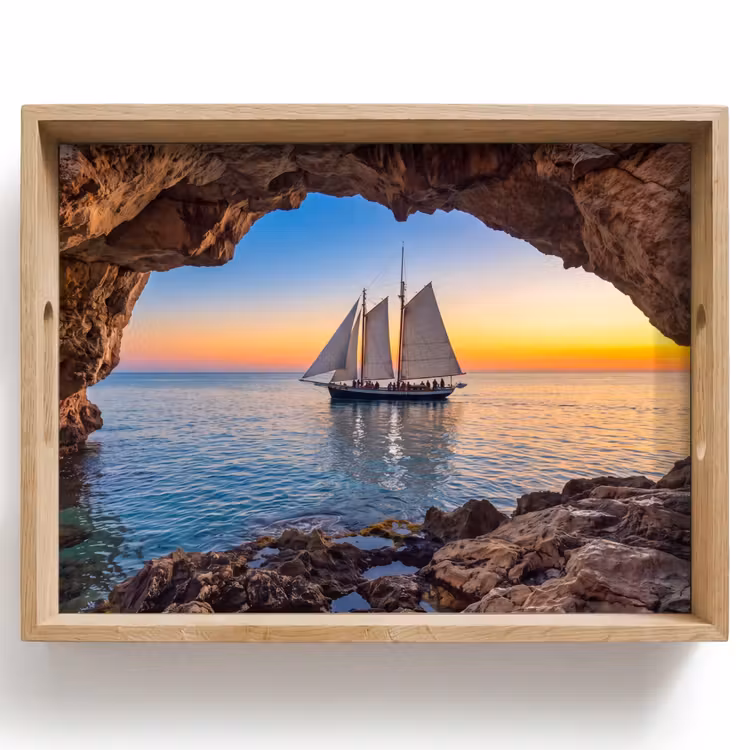 Tablett - Segelboot – Sonnenuntergang – Meer — 1