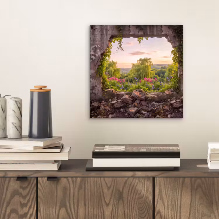 Alu-Dibond-Bild - Mauer – Natur – Blumen — 2