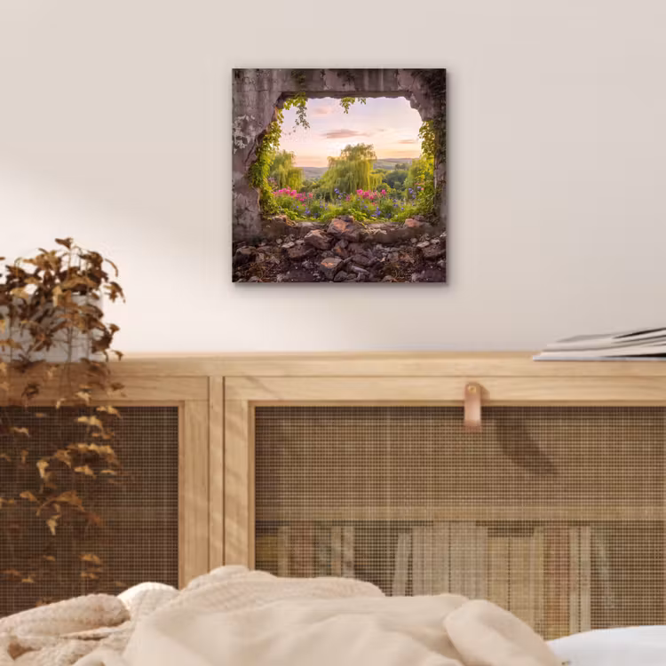 Alu-Dibond-Bild - Mauer – Natur – Blumen — 4
